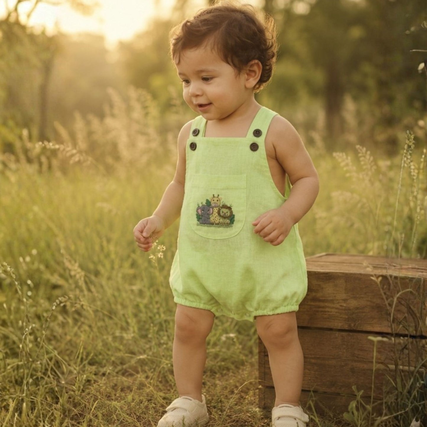 Green Animal Kingdom Romper