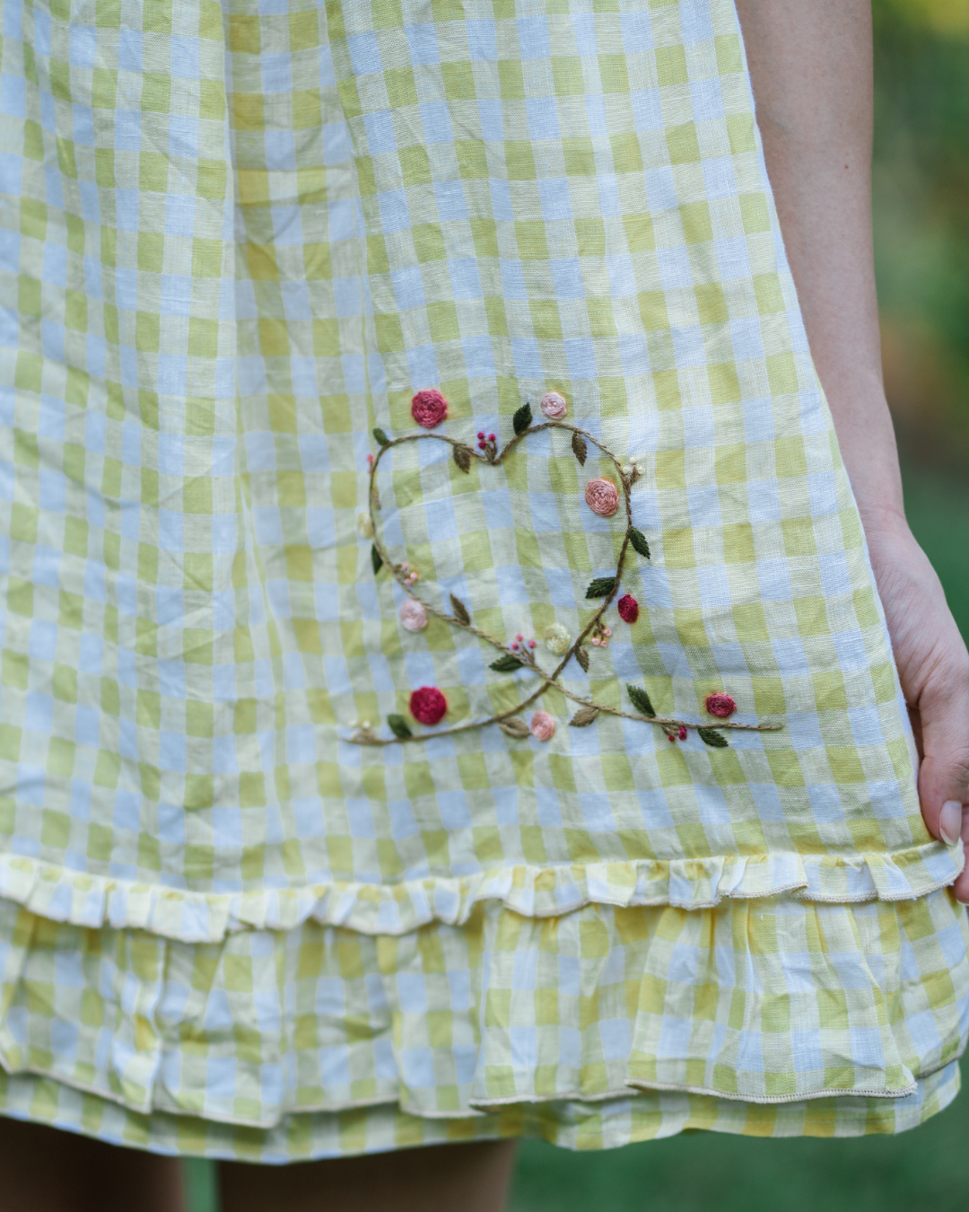 Yellow Plaid Heart Mini Dress