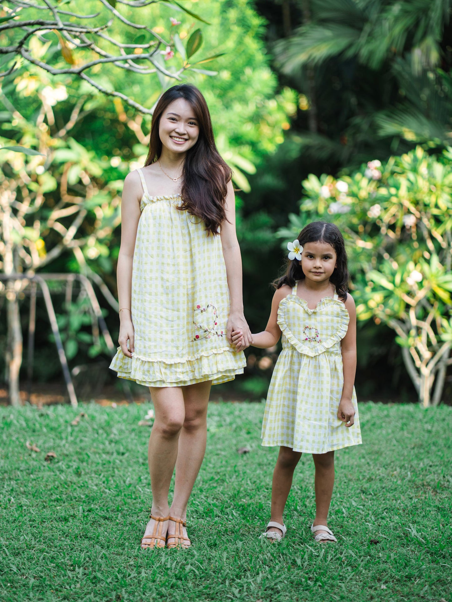 Yellow Plaid Heart Mini Dress