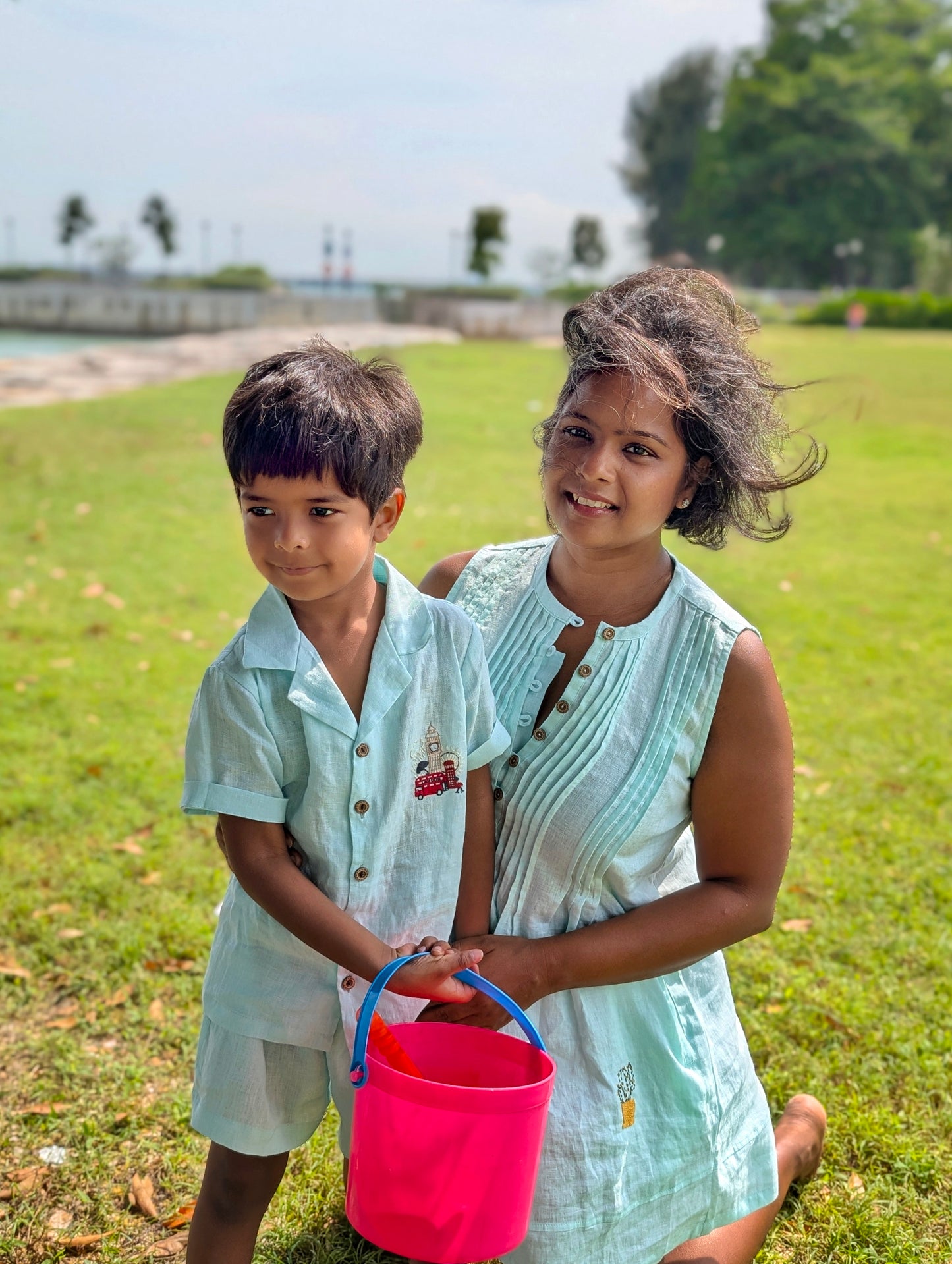 Sea blue Cactus and Chirp mini dress