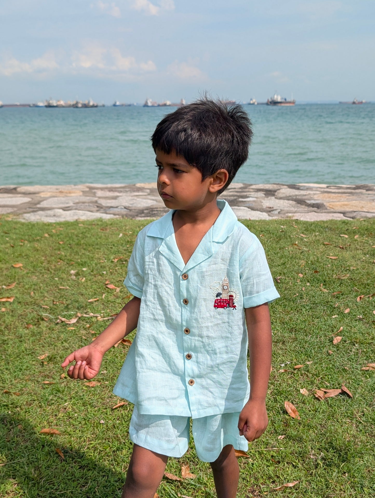 Sea blue Cactus and Chirp mini dress