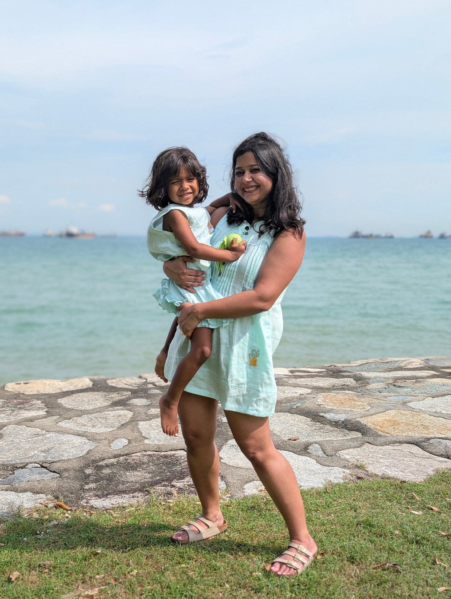 Sea blue Cactus and Chirp mini dress