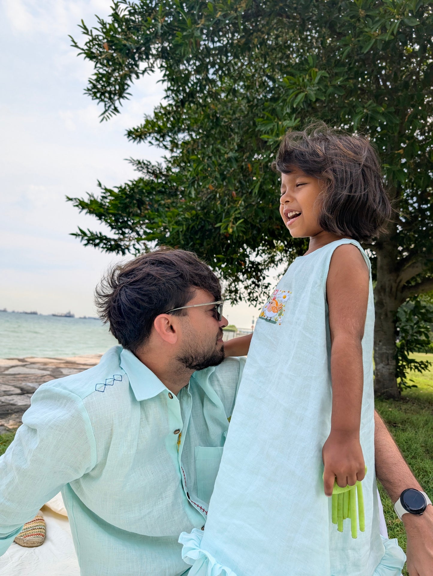 Sea blue Cactus and Chirp mini dress