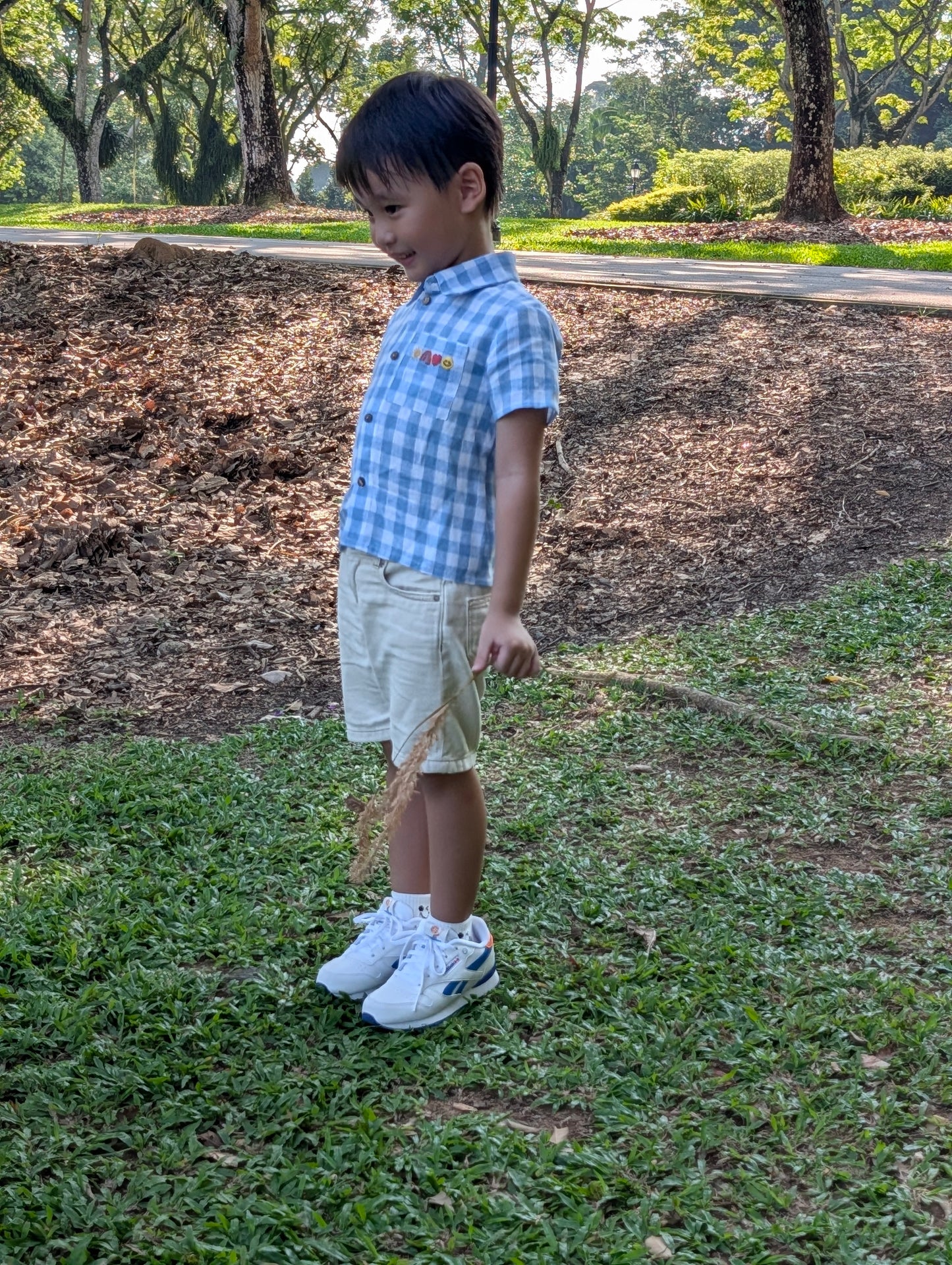 Blue Plaid Smiley Shirt
