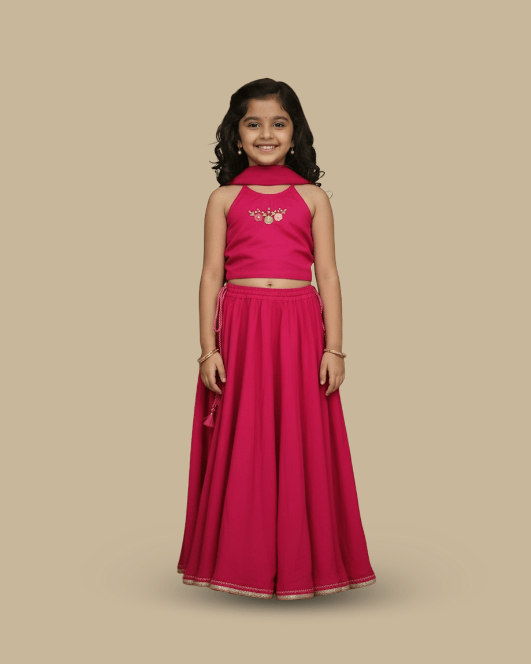 Pink Halter neck lehanga