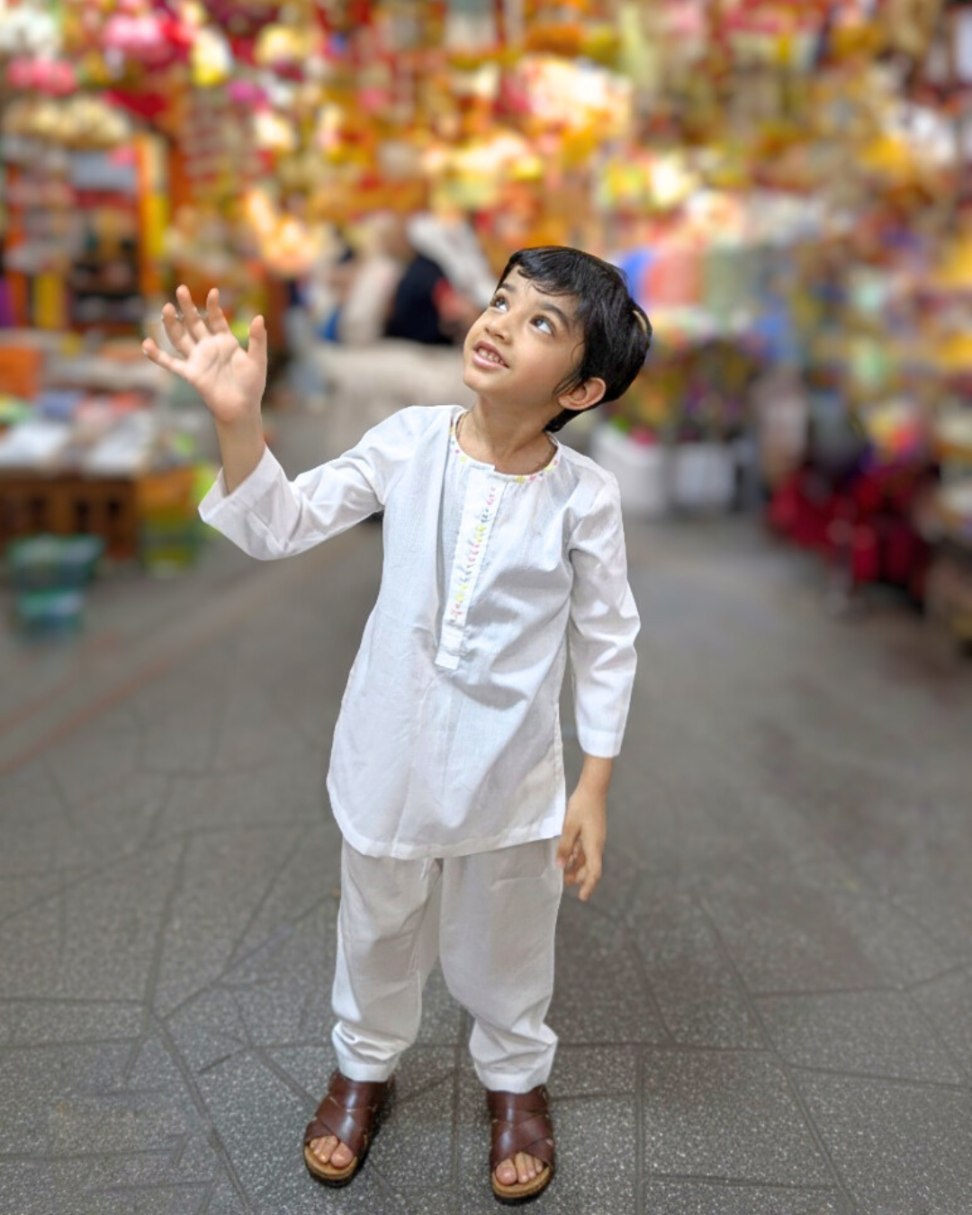 White cotton mul mul Kurta for Boy