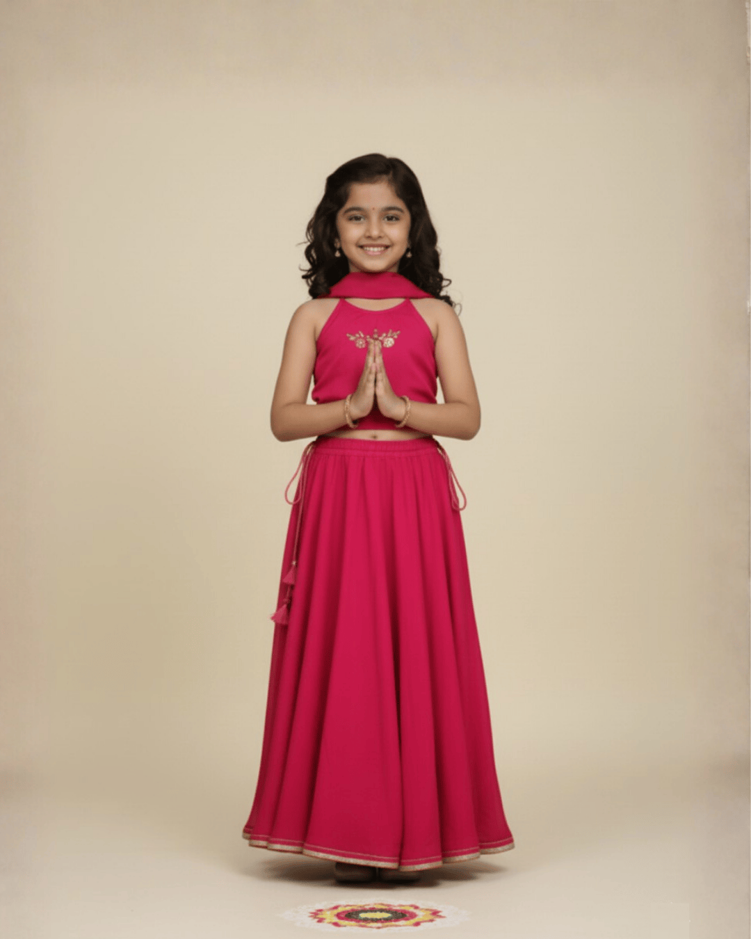 Pink Halter neck lehanga