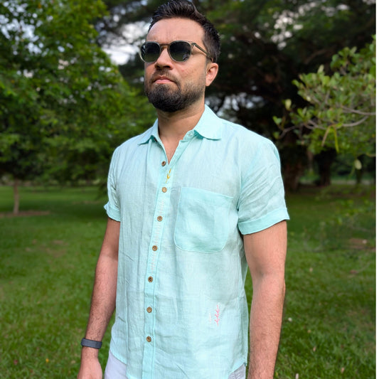 Mint Blue Collared Shirt