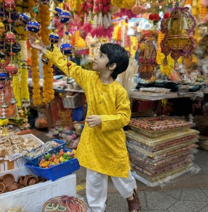 Boys Yellow Kurta Pajama Set