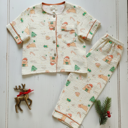 Christmas muslin nightwear set
