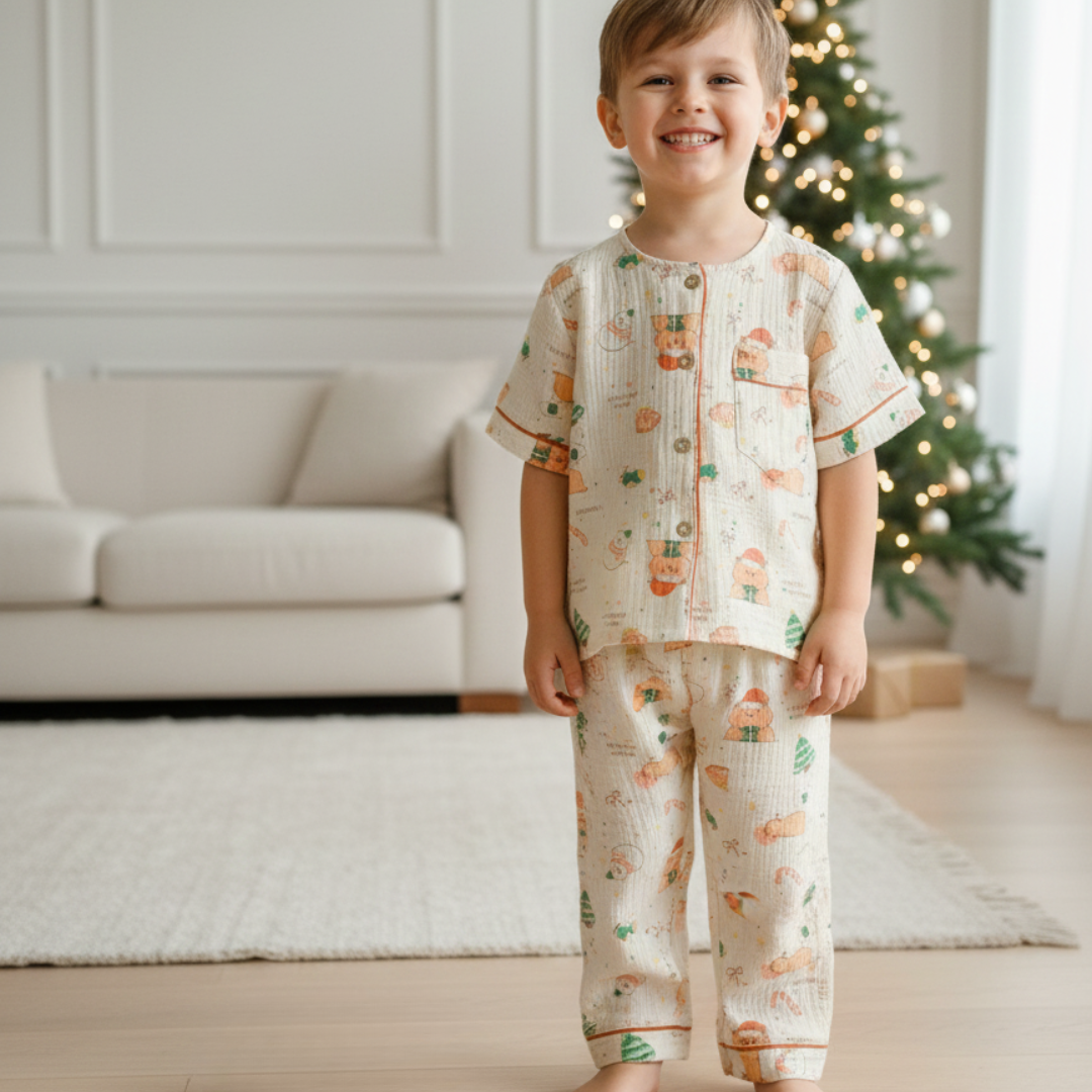 Christmas muslin nightwear set