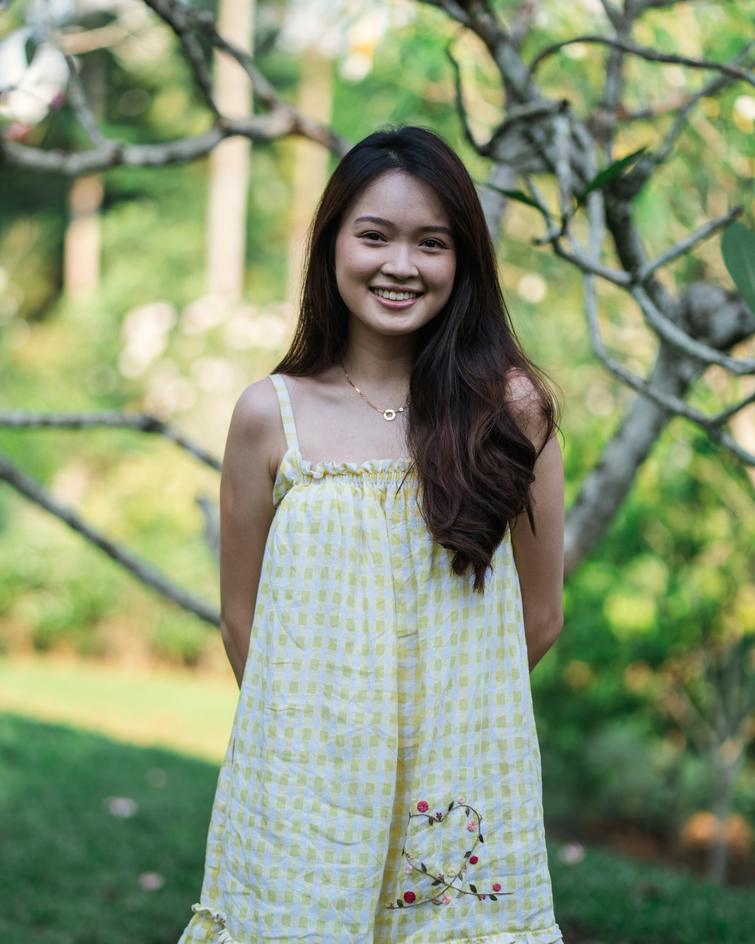 Yellow Plaid Heart Mini Dress