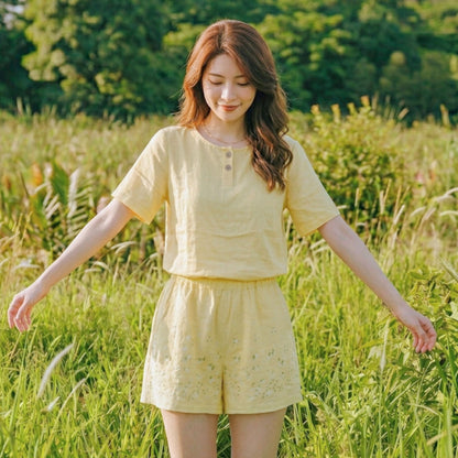 Yellow Buttercup Short & Shirt Set - Women