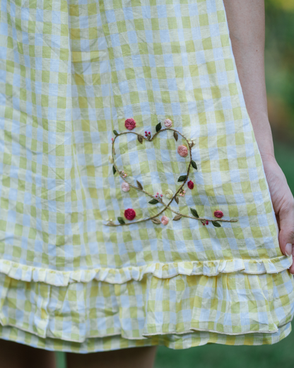 Yellow Plaid Heart Mini Dress