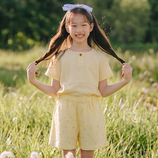 Yellow Buttercup Short & Shirt Set - Girls