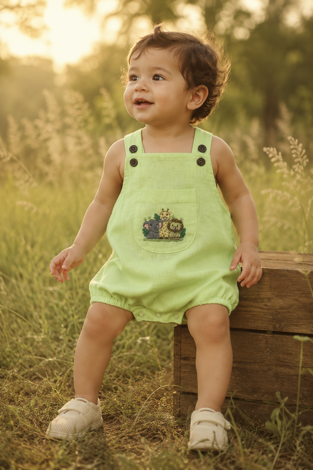 Green Animal Kingdom Romper