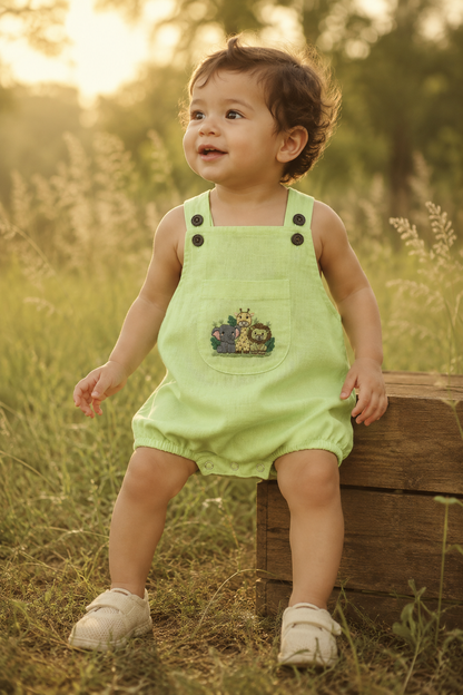Green Animal Kingdom Romper