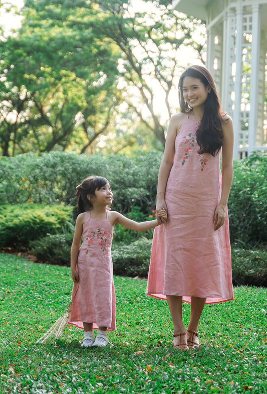 Pink blossom halter dress