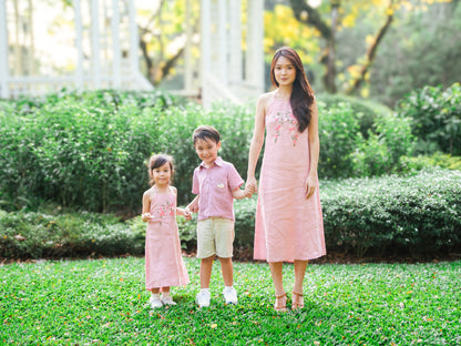 Pink blossom halter dress