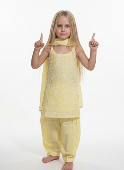 Girls pastel yellow Salwar Suit