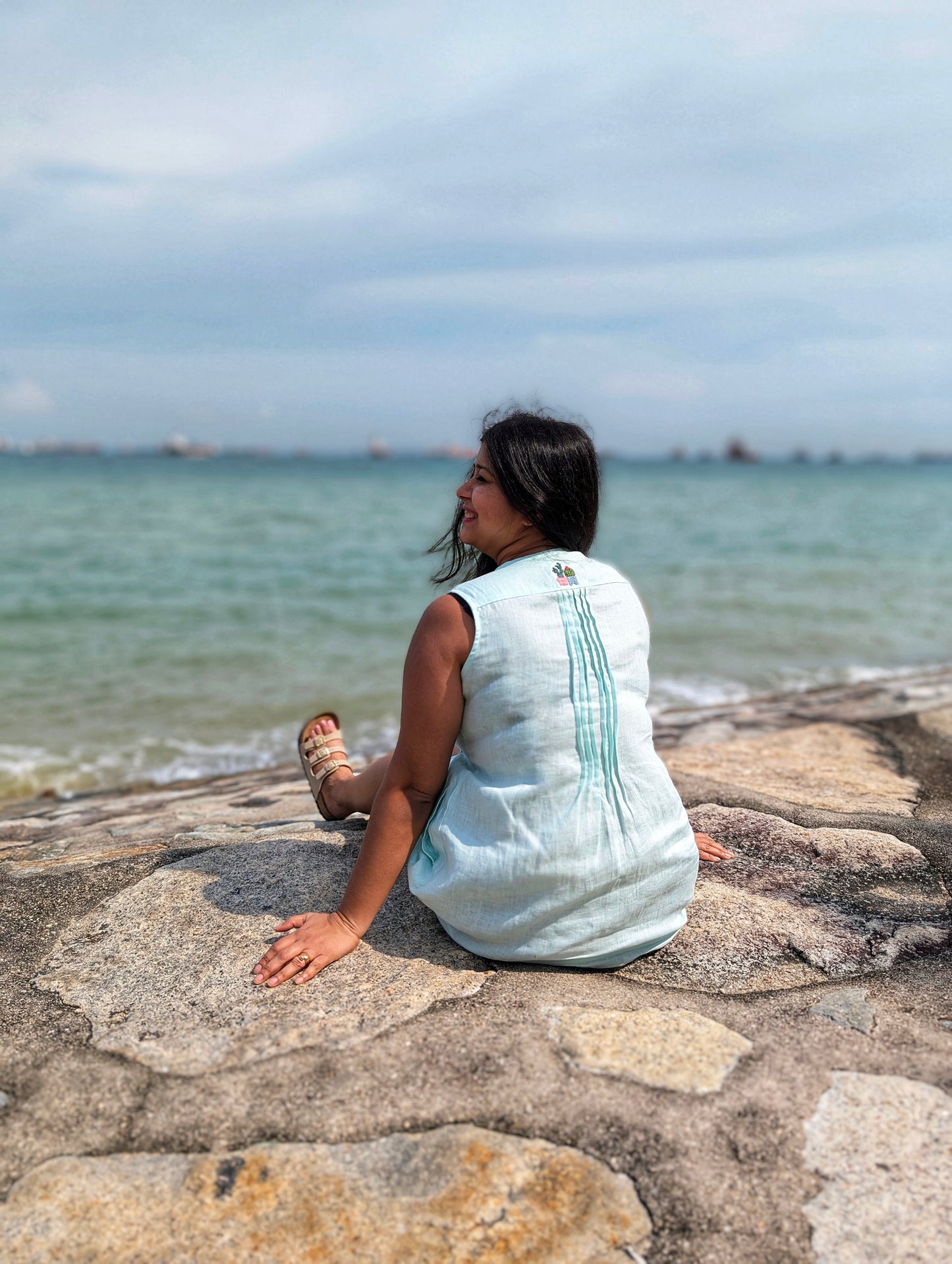 Sea blue Cactus and Chirp mini dress