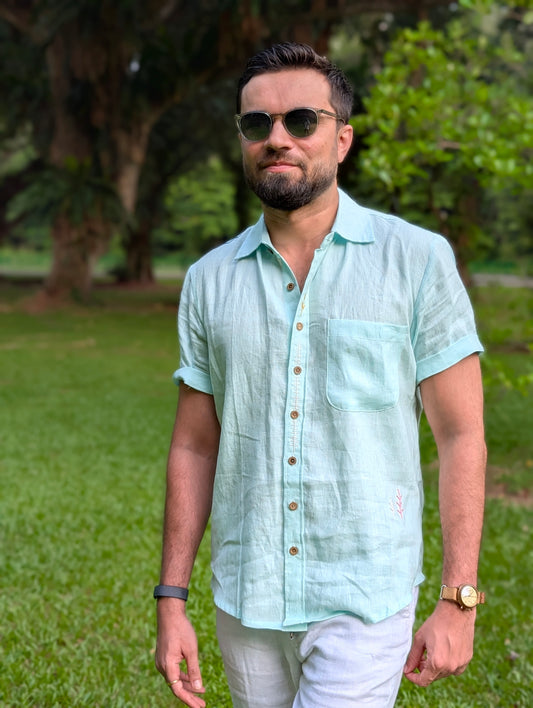 Mint Blue Collared Shirt