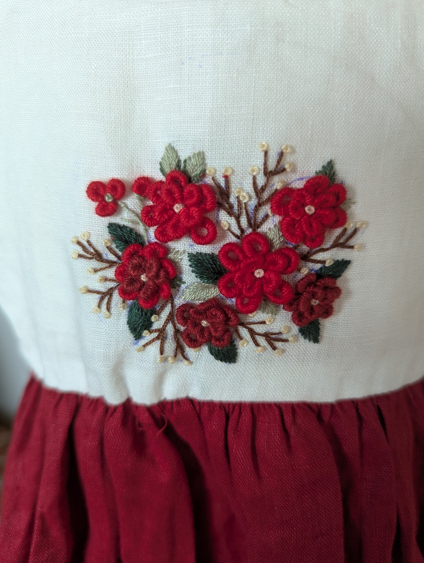 Red and White Floral Dress