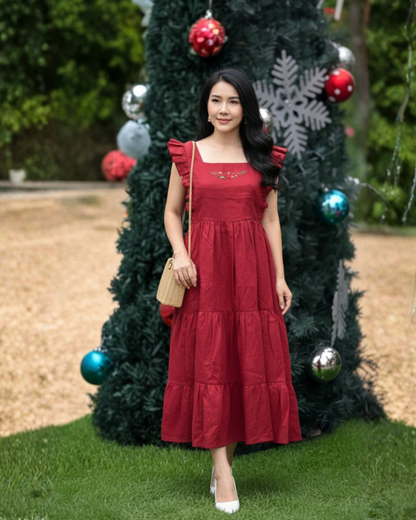 Scarlet Red Strappy Woman’s Festive Dress