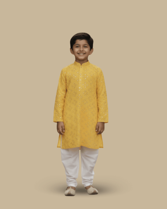 Boys Yellow Kurta Pajama Set