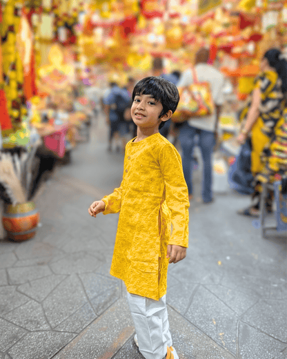 Boys Yellow Kurta Pajama Set