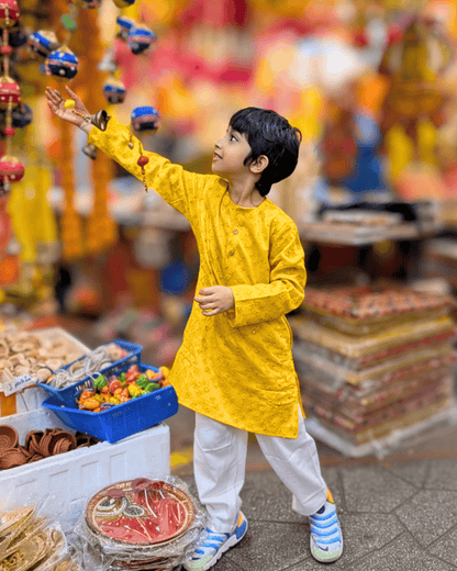 Boys Yellow Kurta Pajama Set