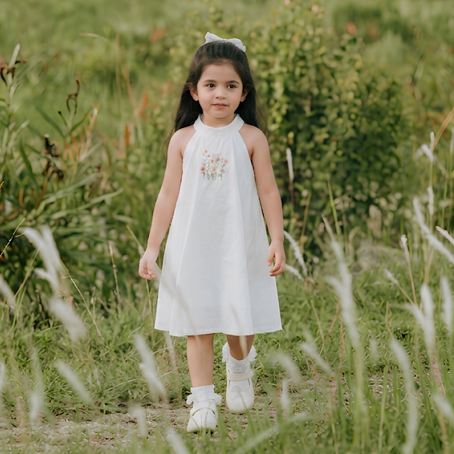 Wildflower Halter Neck Dress Midi - Girl