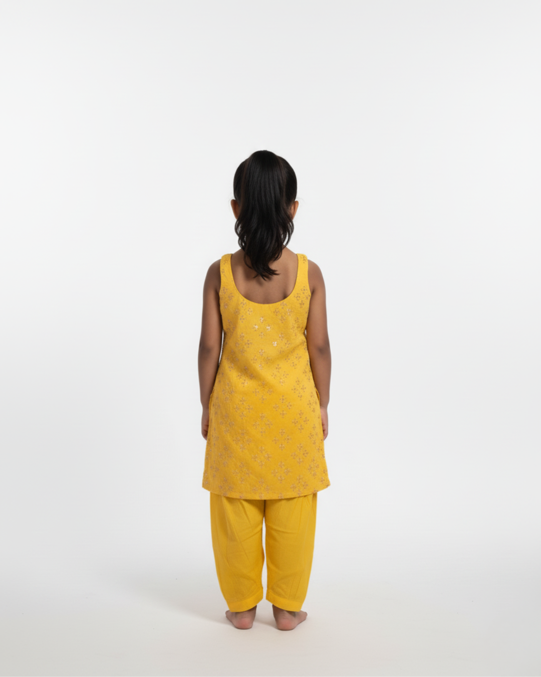 Kids' mustard yellow Salwar Suit
