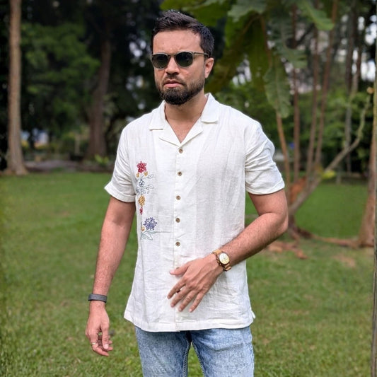 White Floral Shirt
