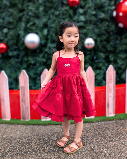 Scarlet Red Strappy Festive Dress