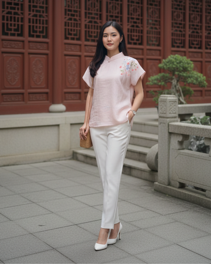 Soft Pink Cheongsam Woman’s Top