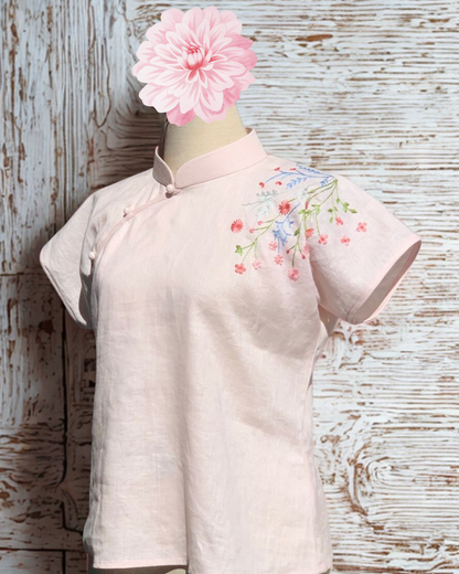 Soft Pink Cheongsam Woman’s Top